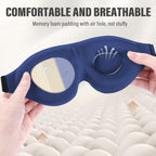 Black 3D Contoured Sleep Eye Mask - 360 Degree Blackout Blindfold with Adjustable Strap and Nose Wing Design for Side Sleepers, Travel and Nap