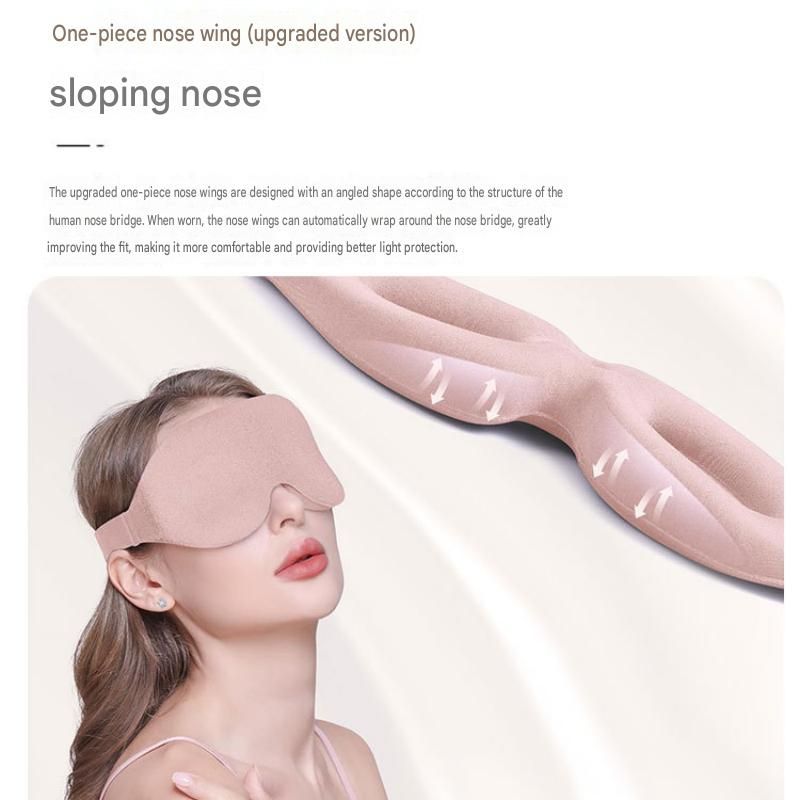 Black 3D Contoured Sleep Eye Mask - 360 Degree Blackout Blindfold with Adjustable Strap and Nose Wing Design for Side Sleepers, Travel and Nap