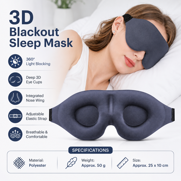 Grey 3D Contoured Sleep Eye Mask