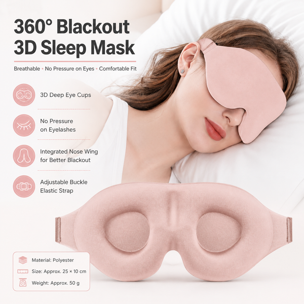 Pink 3D Contoured Sleep Eye Mask