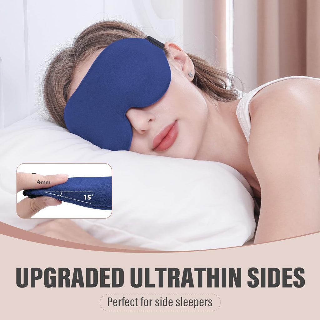 Pink 3D Contoured Sleep Eye Mask - 360 Degree Blackout Blindfold with Adjustable Strap and Nose Wing Design for Side Sleepers, Travel and Nap