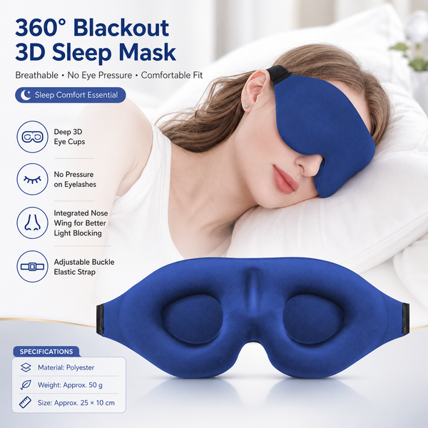 Blue 3D Contoured Sleep Eye Mask