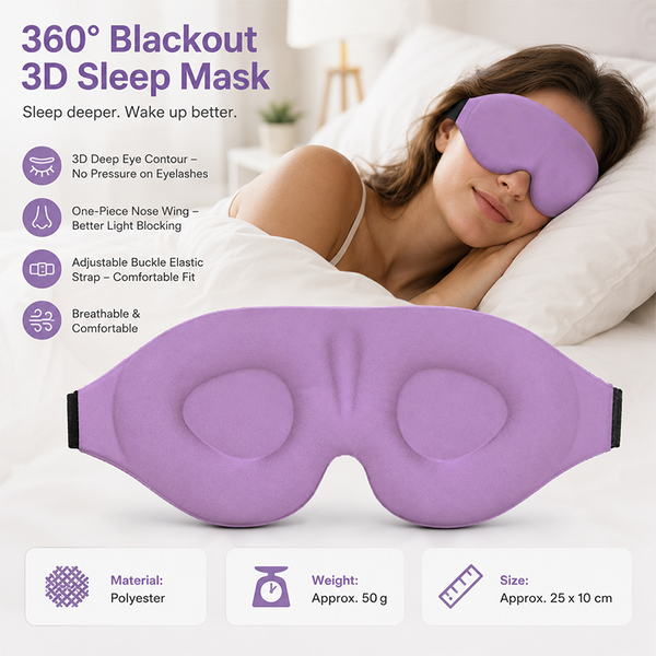 Purple 3D Contoured Sleep Eye Mask