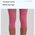 Pink L Size Women's High Waist 3/4 Yoga Leggings - Peach Hip Lift Design, Breathable Stretch Fabric for Gym Running and Daily Wear