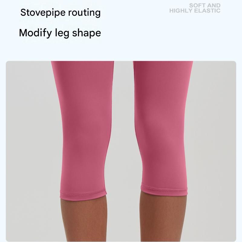 Grey S Size Women's High Waist 3/4 Yoga Leggings - Peach Hip Lift Design, Breathable Stretch Fabric for Gym Running and Daily Wear