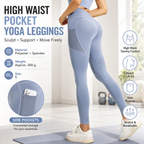 Blue S Size Women's High Waist Yoga Leggings with Mesh Side Pockets - Squat Proof, Peach Hip Lift, Breathable Stretch Fabric for Gym Running 、Pilates Wea and Daily Wear