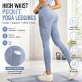 Blue XXL Size Women's High Waist Yoga Leggings with Mesh Side Pockets - Squat Proof, Peach Hip Lift, Breathable Stretch Fabric for Gym Running 、Pilates Wea and Daily Wear