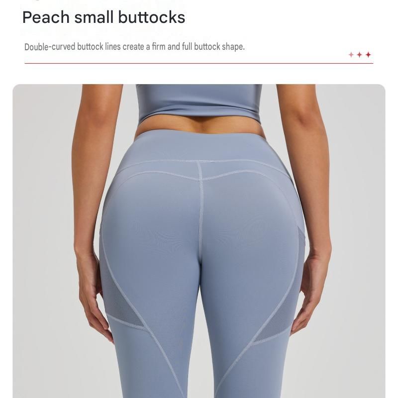 Blue XXL Size Women's High Waist Yoga Leggings with Mesh Side Pockets - Squat Proof, Peach Hip Lift, Breathable Stretch Fabric for Gym Running 、Pilates Wea and Daily Wear