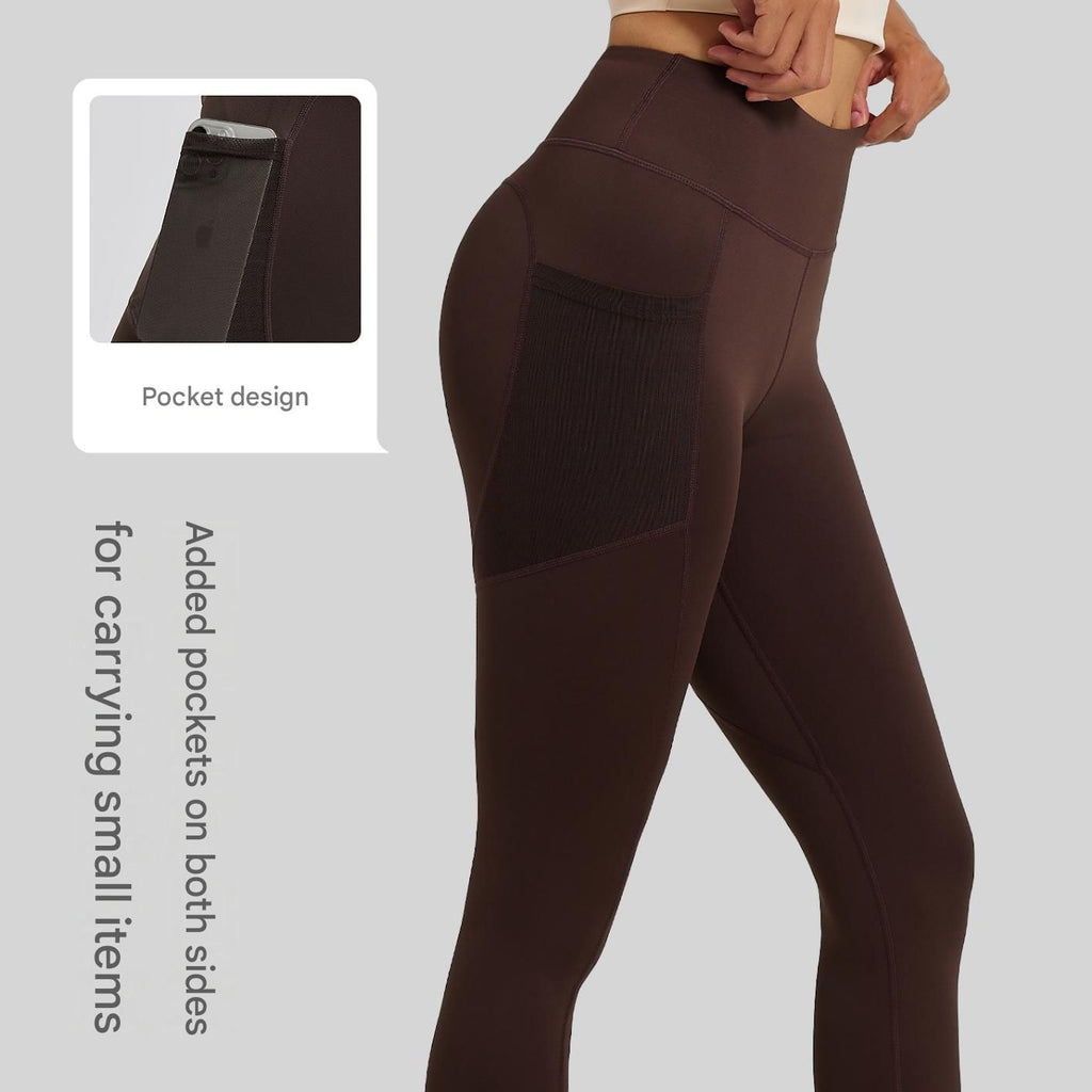 Black L Size Women's High Waist Yoga Leggings with Mesh Side Pockets - Squat Proof, Peach Hip Lift, Breathable Stretch Fabric for Gym Running 、Pilates Wea and Daily Wear