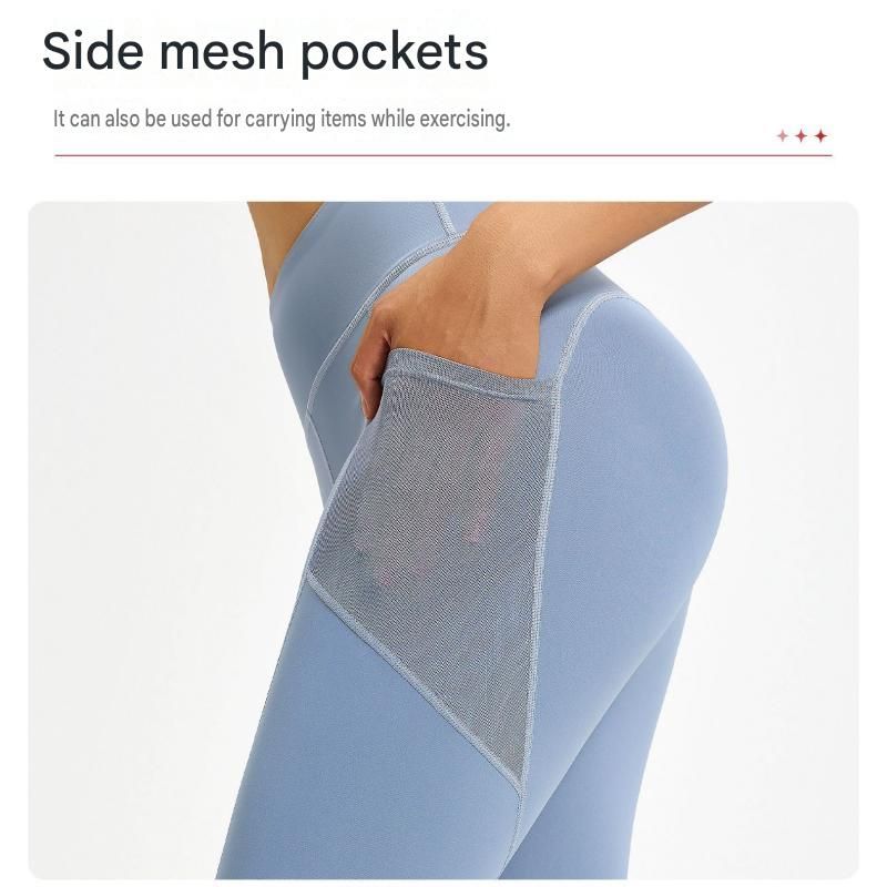 Black XXL Size Women's High Waist Yoga Leggings with Mesh Side Pockets - Squat Proof, Peach Hip Lift, Breathable Stretch Fabric for Gym Running 、Pilates Wea and Daily Wear