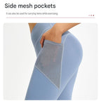 Grey S Size Women's High Waist Yoga Leggings with Mesh Side Pockets - Squat Proof, Peach Hip Lift, Breathable Stretch Fabric for Gym Running 、Pilates Wea and Daily Wear