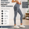 Grey XL Size Women's High Waist Yoga Leggings with Mesh Side Pockets - Squat Proof, Peach Hip Lift, Breathable Stretch Fabric for Gym Running 、Pilates Wea and Daily Wear