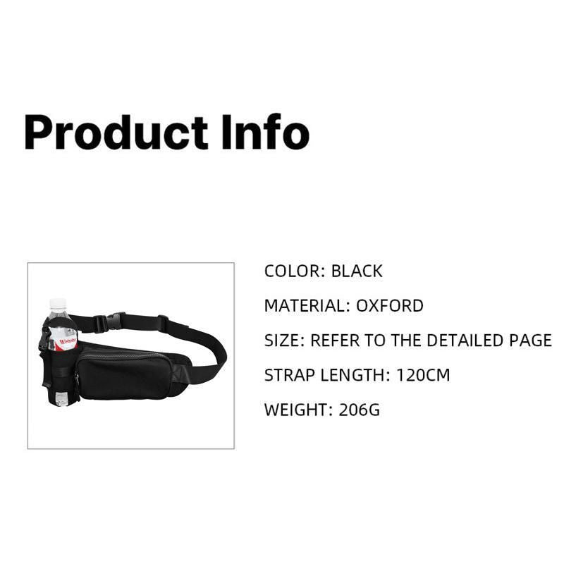 Winter Fitness Bundle - Black L size Women's High Waist 3/4 Yoga Leggings with Peach Hip Lift and Black Waterproof Sports Waist Bag with Bottle Holder for Running Gym and Outdoor Activities