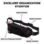 Winter Fitness Bundle - Black XL size Women's High Waist 3/4 Yoga Leggings with Peach Hip Lift and Black Waterproof Sports Waist Bag with Bottle Holder for Running Gym and Outdoor Activities