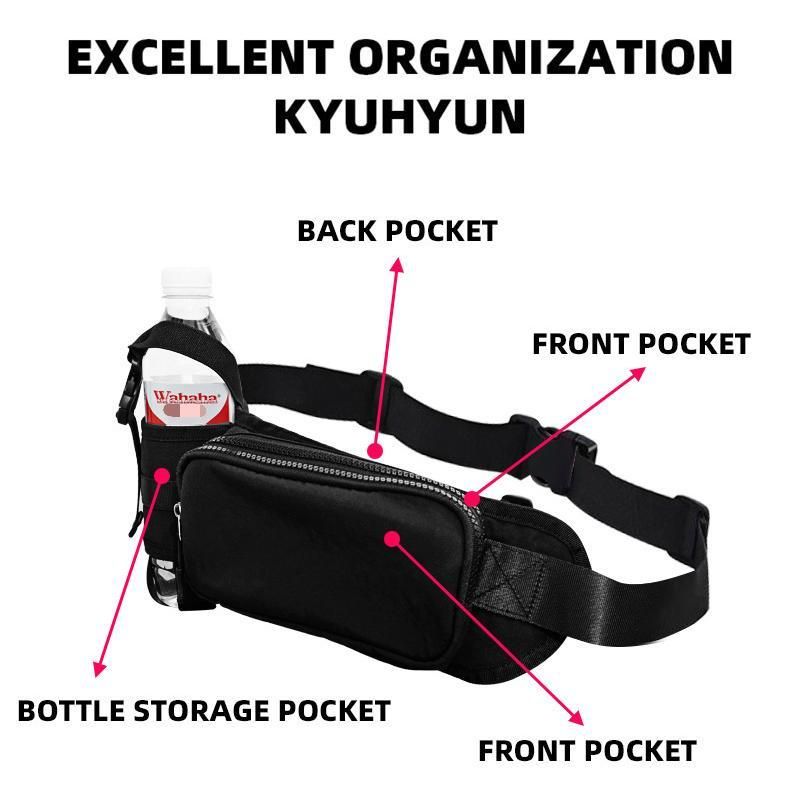 Winter Fitness Bundle - Grey M size Women's High Waist 3/4 Yoga Leggings with Peach Hip Lift and Black Waterproof Sports Waist Bag with Bottle Holder for Running Gym and Outdoor Activities