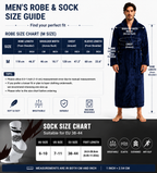 Grey Men's Winter Lounge Bundle Set - Flannel Shawl Collar Robe(M Size) with 2x White Thick Mid Calf Demon Pattern Socks, Warm Plush Homewear Set, Soft Cozy Sleepwear and Indoor Loungewear Gift for Men