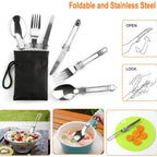 11PCS Black Camping Cookware Set – Lightweight Aluminium Camping Pots, Frying Pan, Kettle & Stainless Steel Cutlery, Portable Non-Stick Outdoor Cooking Set for 2-3 Person Camping, Hiking, Backpacking & Picnic