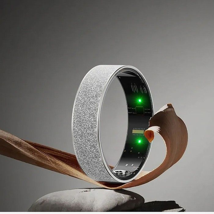 Smart Ring Size 11 (Silver) – Frosted Silver Wellness Tracker with Heart Rate, Blood Oxygen, Sleep, Steps and Mood Monitoring, IP68 Waterproof USB Magnetic Charging Ring