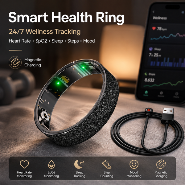 Smart Ring Size 10 (Black) USB Magnetic Charging Ring