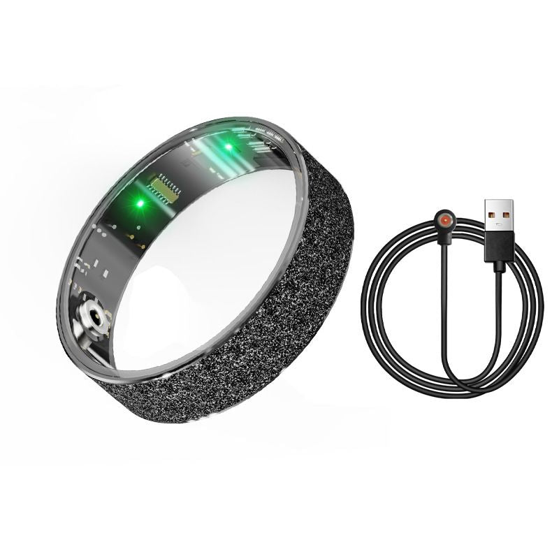 Smart Ring Size 11 (Black) – Frosted Black Wellness Tracker with Heart Rate, Blood Oxygen, Sleep, Steps and Mood Monitoring, IP68 Waterproof USB Magnetic Charging Ring