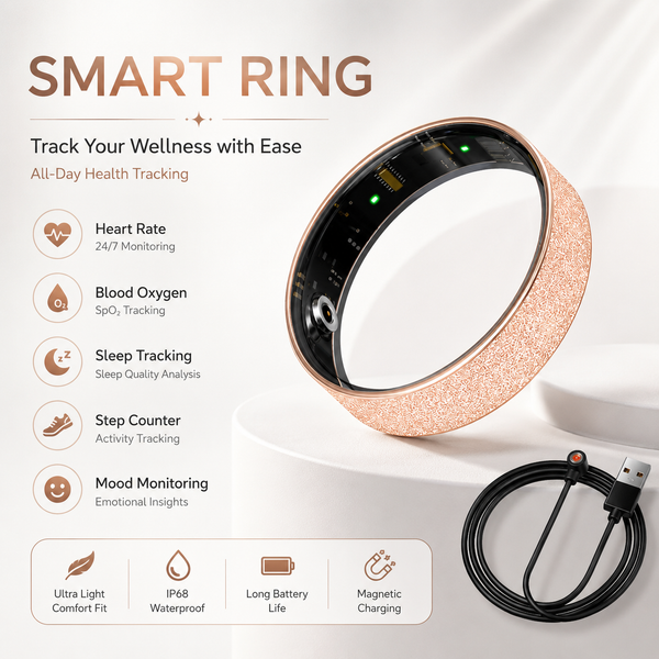 Smart Ring Size 10 (Rose Gold) USB Magnetic Charging Ring
