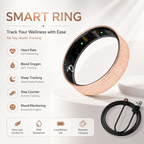 Smart Ring Size 8 (Rose Gold) – Frosted Rose Gold Wellness Tracker with Heart Rate, Blood Oxygen, Sleep, Steps and Mood Monitoring, IP68 Waterproof USB Magnetic Charging Ring