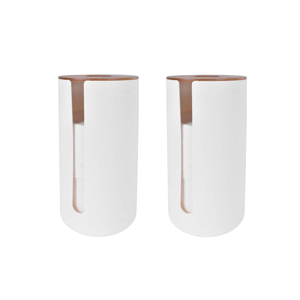 2 Pcs Bamboo Lid Toilet Roll Storage Holder – Clevinger Series, Eco-Friendly Moso Bamboo