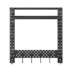Gun Rack Wall Mount, Heavy Duty Steel, Indoor Rifle Shotgun Rack with J-Hooks, Additional Tray Storage, Gun Accessories Display Storage Holder, Hold Up to 3 Rifles or Shotguns, for Tactical Gear