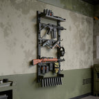 Gun Rack Wall Mount, Heavy Duty Steel, Indoor Rifle Shotgun Rack with Magazine Holder, MOLLE Panel, Gun Accessories Display Storage Holder, Hold Up to 5 Rifles or Shotguns, for Tactical Gear