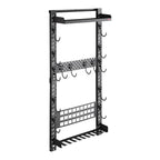 Gun Rack Wall Mount, Heavy Duty Steel, Indoor Rifle Shotgun Rack with Magazine Holder, MOLLE Panel, Gun Accessories Display Storage Holder, Hold Up to 5 Rifles or Shotguns, for Tactical Gear