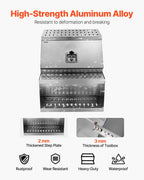 Semi-Truck Step Tool Box, 610 x 695 x 645 mm Heavy Duty Aluminum Toolbox Side Mount, Waterproof Side Storage Saddle Step Box with T-Handle Lock & Keys for Semi Trucks, Flatbed Trailers