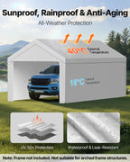 Carport Replacement Canopy, 6 x 4 m Potable Garage Tent Top Tarp with Sidewalls, UV-Resistant & Waterproof, Heavy Duty Car Shelter Tarp with Ball Buggees, Grey, Frame Not Included