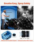Inflatable Paint Booth, 3 x 2.5 x 2.5 m, Inflatable Spray Booth with 550W Powerful Blower and Air Filter System, Round Roof with Light Hook, for Painting Bicycle, Motorcycle, and Furniture