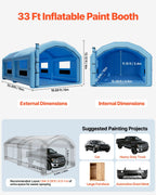 Inflatable Paint Booth, 10 x 6 x 4 m, Inflatable Spray Booth with 950W and 1100W Blowers and Air Filter System, Round Roof, for Painting Car, Truck, Furniture, and Automotive Sheet Metal