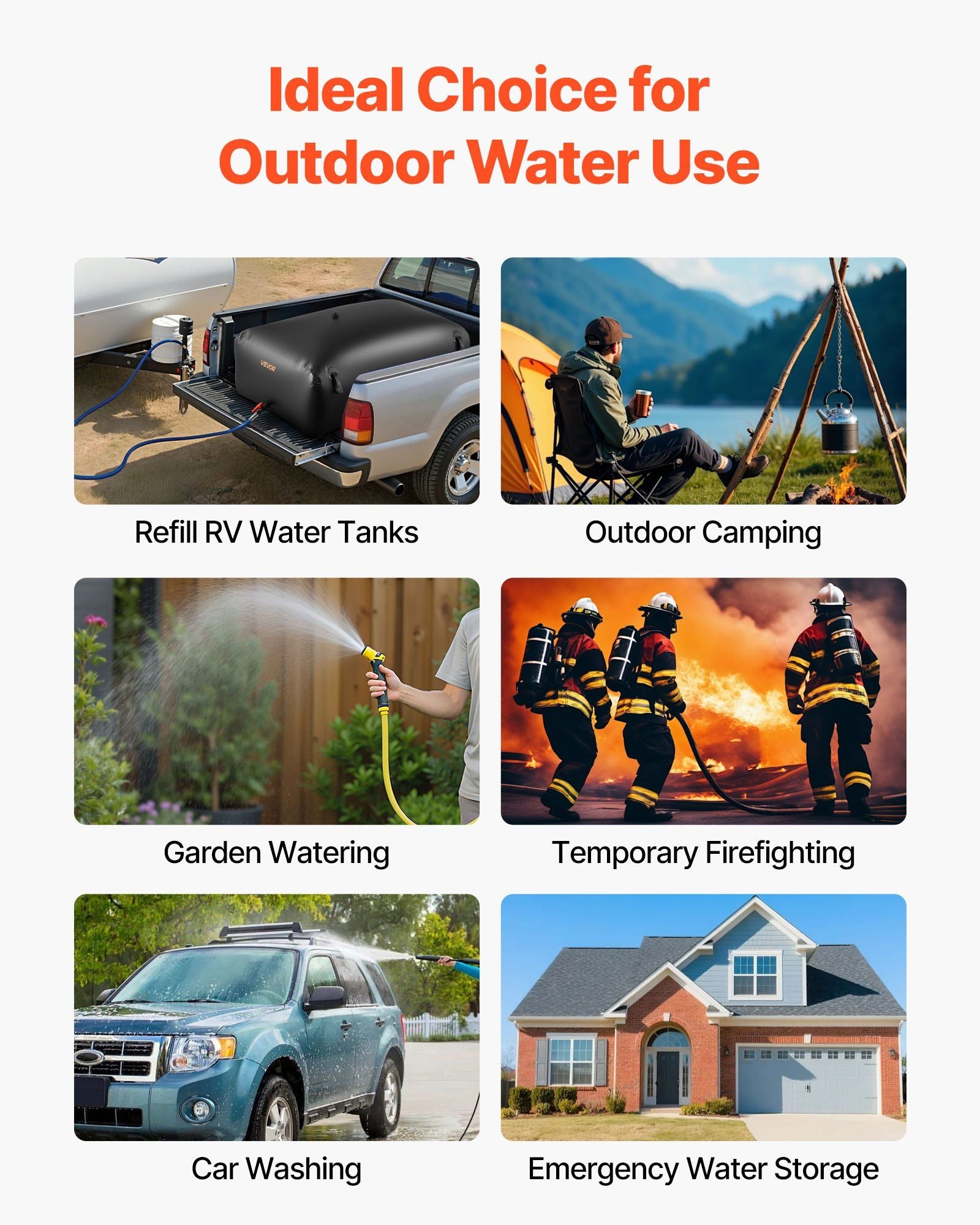 Water Storage Bladder 540L Large Capacity Water Bag, Portable & Collapsible Soft Waters Container, Leakproof & Tear-Resistant PVC Emergency Waters Storage Tank for RV Truck & Outdoor Use
