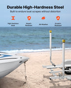 Boat Trailer Guide, 1175mm with LED Light Trailer Guide Poles, 2PCS High-Hardness Steel Guide-Ons, Wide Adjustable Trailers Guides with PVC Pipes, for Ski Boat, Fishing Boat or Sailboat Trailers