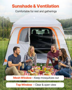Large SUV Tent for 6 Person, 3.05 x 2.74m 3-Season SUV Tailgate Tent with Ventilated Doors & Mesh Windows, PU2000mm Waterproof Dual-Use Car Rear Hatch Tents for Outdoor Camping Hiking