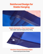 Welding Screen with Frame, 1.74 x 1.74 m Welding Curtain Screen, Flame-Resistant Vinyl Protection Screens with Lockable Swivel Wheels & 6-Level UV Protection for Workshop/Industrial Use, Blue