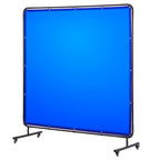 Welding Screen with Frame, 1.74 x 1.74 m Welding Curtain Screen, Flame-Resistant Vinyl Protection Screens with Lockable Swivel Wheels & 6-Level UV Protection for Workshop/Industrial Use, Blue