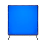 Welding Screen with Frame, 1.74 x 1.74 m Welding Curtain Screen, Flame-Resistant Vinyl Protection Screens with Lockable Swivel Wheels & 6-Level UV Protection for Workshop/Industrial Use, Blue