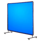 Welding Screen with Frame, 1.74 x 2.34m Welding Curtain Screen, Flame-Resistant Vinyl Protection Screens with Lockable Swivel Wheels & 6-Level UV Protection for Workshop/Industrial Use, Blue