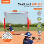 Barricade Backstop Net, 7x7 ft Ball Sports Barrier Netting, Portable Practice Equipment with Carry Bag, Protection Screen for Baseball Softball Lacrosse Soccer Hockey Training, for Backyard