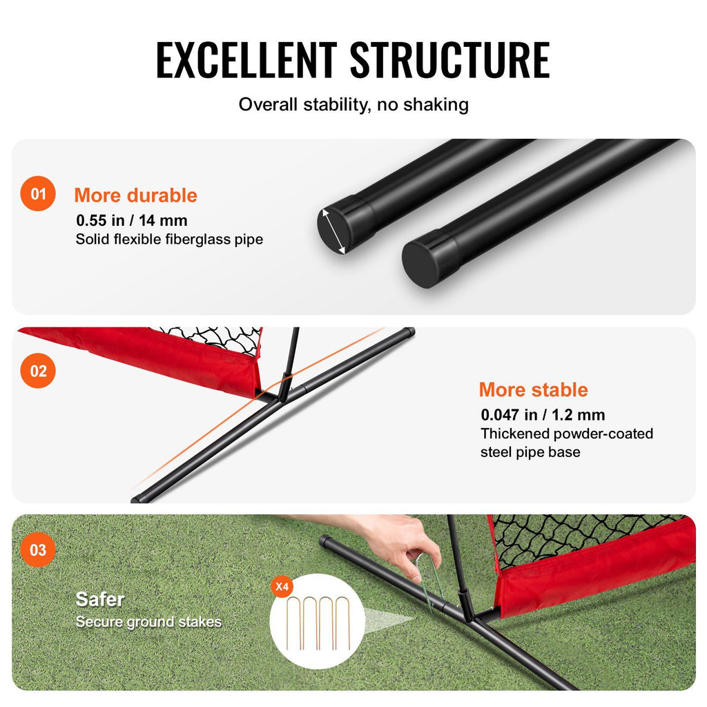 Barricade Backstop Net, 7x7 ft Ball Sports Barrier Netting, Portable Practice Equipment with Carry Bag, Protection Screen for Baseball Softball Lacrosse Soccer Hockey Training, for Backyard