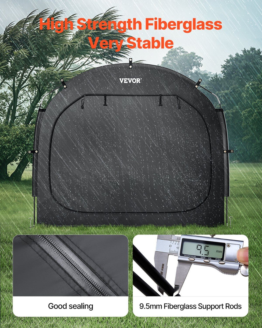 Bike Storage Tent, 3 to 4 Bikes, Outdoor Spacious Bike Storage Tent with Ventilated Window, Waterproof Easy-to-Install Bike Tent with High Strength Fiberglass & Dual Zippers, Fit for Bicycle
