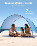 Beach Tent Sun Shelter for 3 Person, UPF 50+ Protection, Portable Sun Shade Canopy with Carrying Bag & Ground Stakes, Lightweight and Easy Setup Beach Umbrella for Camping Fishing Outdoor Picnic
