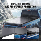 Truck Bed Cover, Roll Up Truck Bed Tonneau Cover, Compatible with 2009-2024 Ford F-150 Styleside Bed, for 1.7m x 1.7m Bed, Soft PVC material, 100% Bed Access Roll Up Tonneau Cover