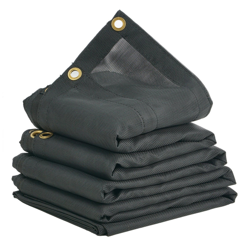Dump Truck Mesh Tarp, 7 x 14 ft, PVC Coated Black Heavy Duty Cover with 5.5" 18oz Double Pocket, Brass Grommets, Reinforced Double Needle Stitch Webbing Fits Manual or Electric Dump Truck System