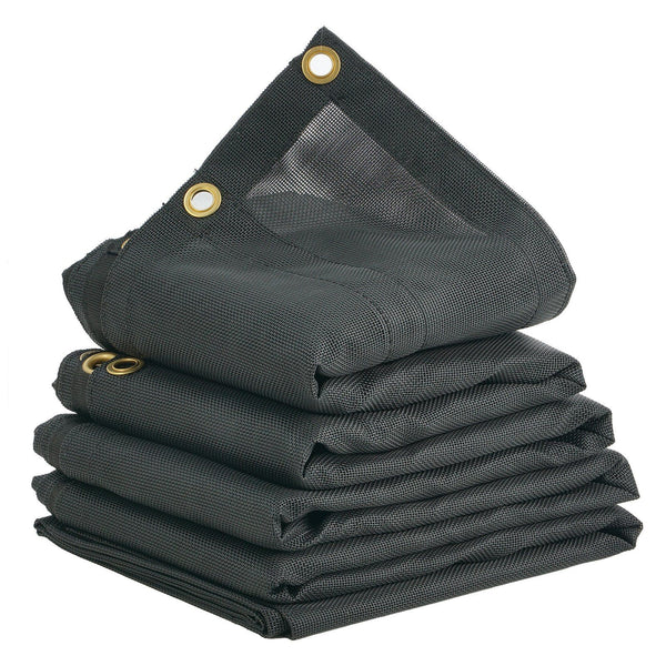 Dump Truck Mesh Tarp, 7 x 14 ft, PVC Coated Black Heavy Duty Cover with 5.5