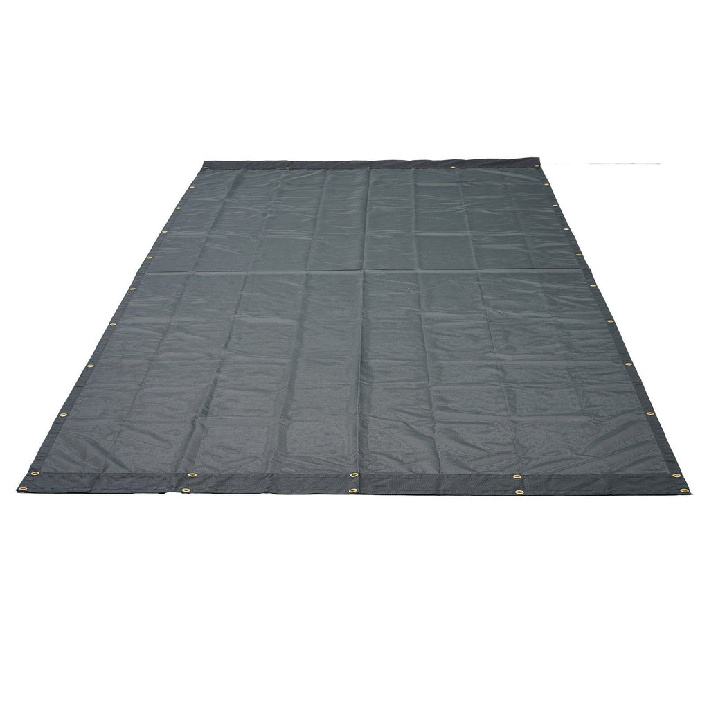 Dump Truck Mesh Tarp, 7 x 14 ft, PVC Coated Black Heavy Duty Cover with 5.5" 18oz Double Pocket, Brass Grommets, Reinforced Double Needle Stitch Webbing Fits Manual or Electric Dump Truck System