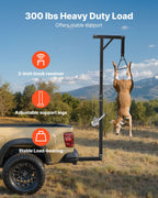Truck Hitch Game Hoist, 300 lbs Load Capacity, Hunting Deer Hoist with 2-inch Receiver, 360-Degree Swivel Shaft & Adjustable Height, Includes Gambrel Winch for Skinning & Cleaning Game